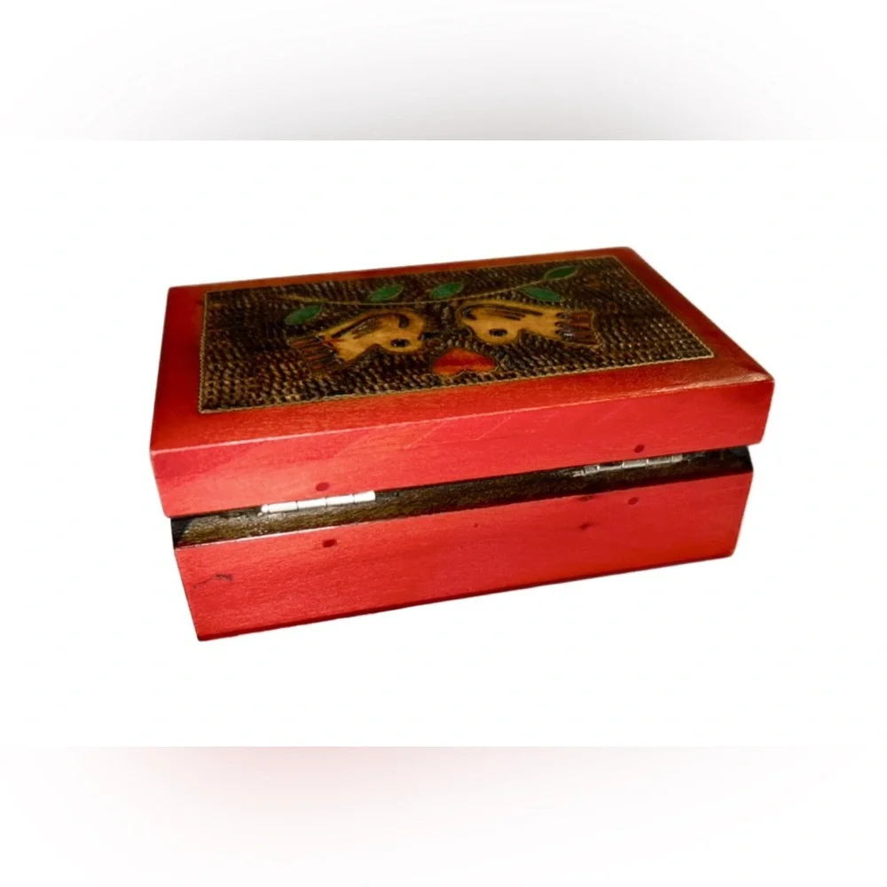 Gorgeous Love Birds Wooden Trinket Box